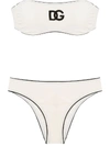 DOLCE & GABBANA LOGO EMBROIDERED BANDEAU BIKINI