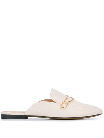 Coach Sawyer Leather Loafer Mules In Chalk