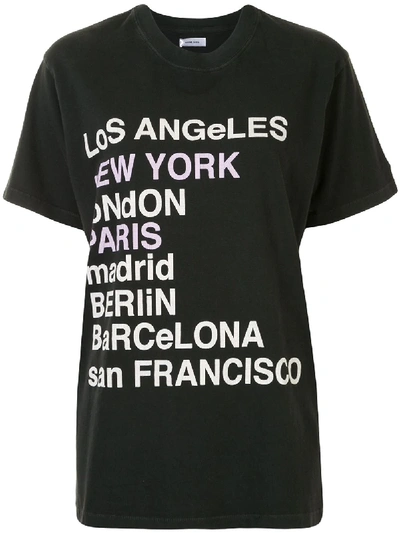 Anine Bing Lili City Love-print Cotton T-shirt In Black