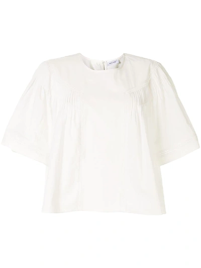 Anine Bing Eloise Crochet-trimmed Pleated Cotton-voile Blouse In White