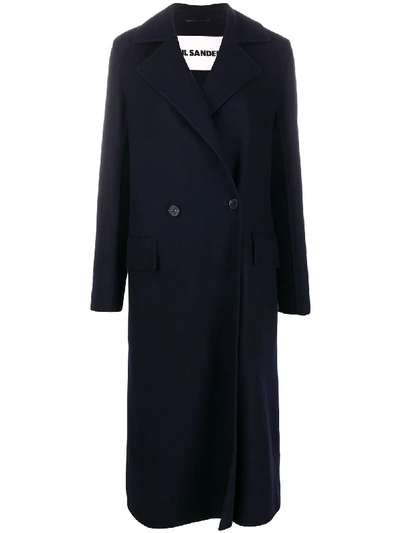 Jil Sander Two-buttoned Overcoat In Blue