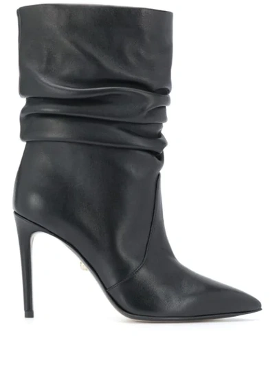 Alevì Ruched Ankle Boots In Black