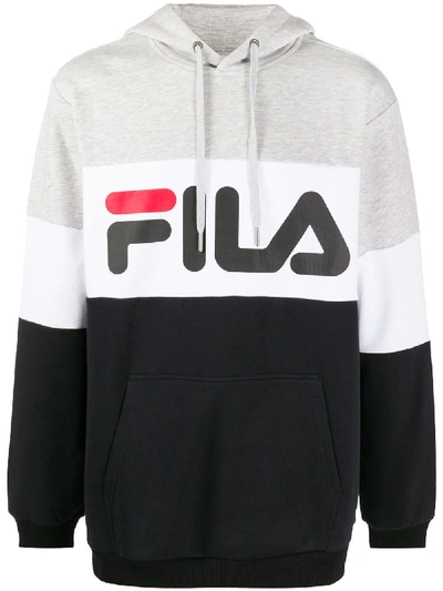 Fila Colour-block Logo Hoodie In Grey