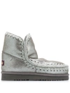 Mou Eskimo Sherling Ankle Boots In Silver