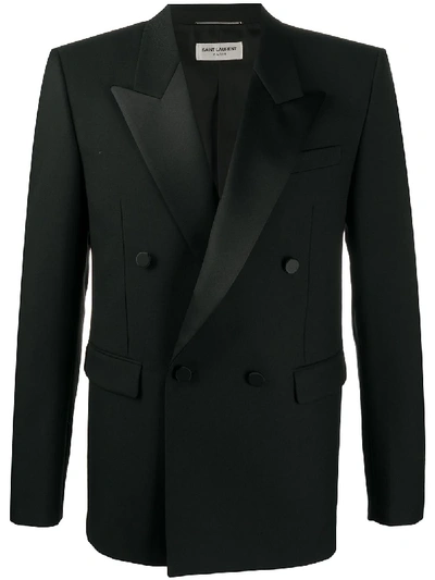 Saint Laurent Double-breasted Blazer In Black