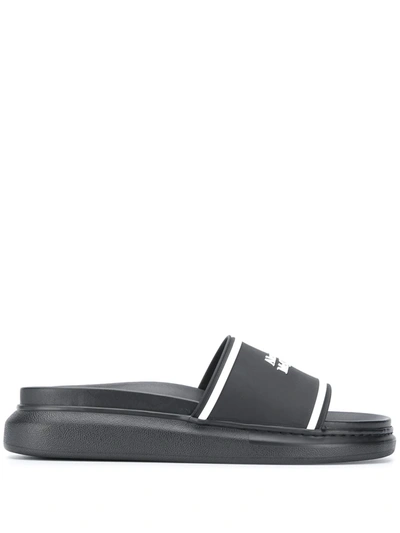Alexander Mcqueen Hybrid Signature Oversize Sandals In Black,white