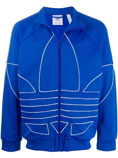 Adidas Originals Big Trefoil Outline Track Jacket In Blue