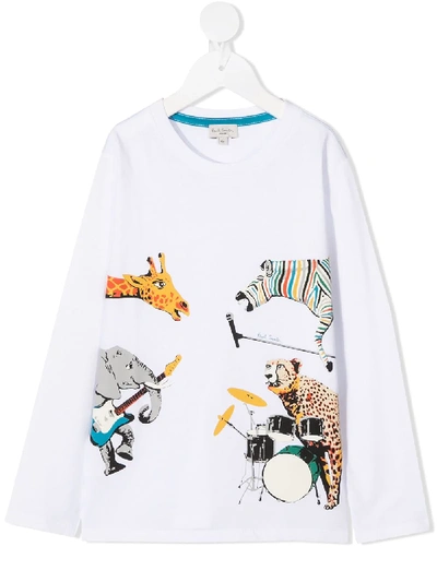 Paul Smith Junior Kids' Animals-print Long-sleeved T-shirt In White