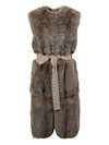 P.A.R.O.S.H. BELTED FUR LONG GILET