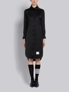 THOM BROWNE THOM BROWNE BLACK DOUBLE FACE SATIN SILK ROUND COLLAR CLASSIC LONG SLEEVE SHIRTDRESS,FDSB32A0638714831584