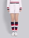 Thom Browne Tricolour-waistband Seersucker Shorts In Pink
