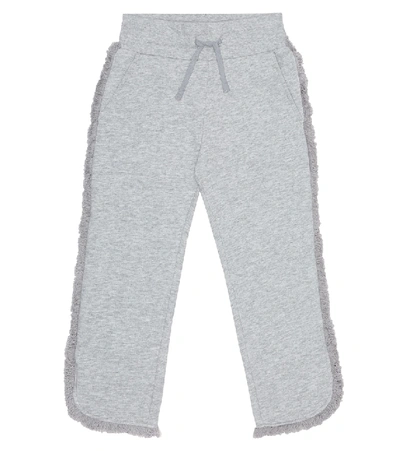 Stella Mccartney Kids' 流苏棉质运动裤 In Grey