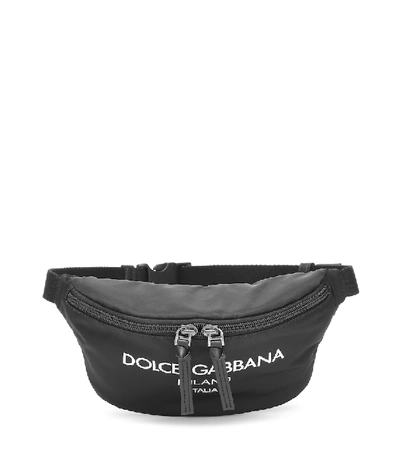 Dolce & Gabbana Kids' Logo Nylon Belt Bag In Black