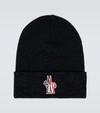 Moncler Logo-patch Wool Beanie In Black