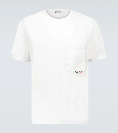 Moncler White Flocked Graphic T-shirt In 001 White