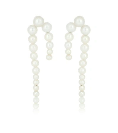 Sophie Bille Brahe Petite Perle Nuit 14kt Gold And Pearl Earrings In White