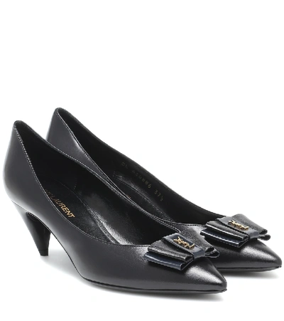 Saint Laurent Anaïs Bow Pumps In Smooth Leather In Black