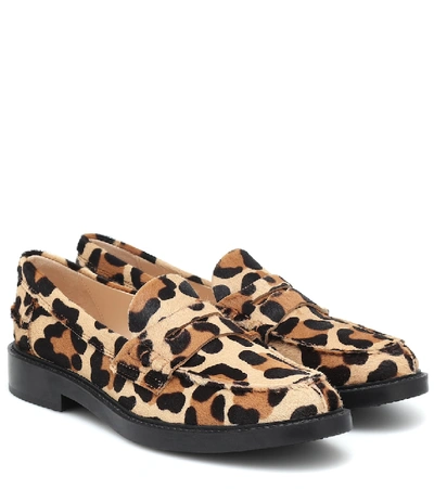 Tod's Double T Leopard-print Calf Hair Loafers In Multicoloured