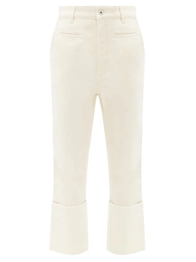 Loewe Cropped Cotton Denim Fisherman Jeans In White