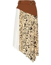 Proenza Schouler Belted Asymmetric Paneled Crepe Midi Skirt In Nude Blocked Floral
