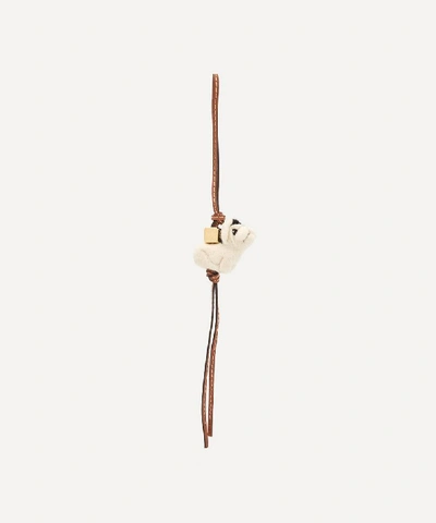 Loewe Leather-trimmed Woollen Puppy Charm In Natural