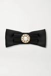 ALESSANDRA RICH EMBELLISHED GROSGRAIN AND SATIN HAIR CLIP