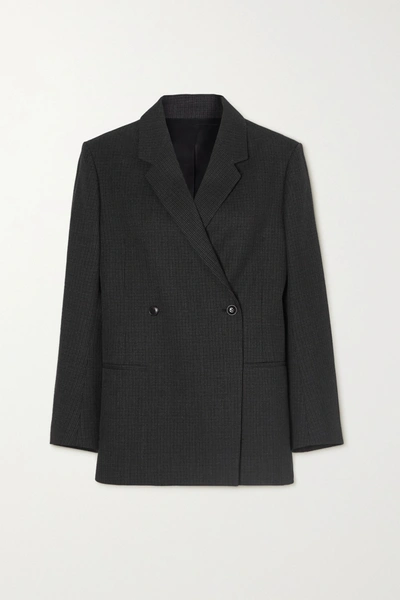 Totême Loreo Double-breasted Checked Wool-tweed Blazer In Grey