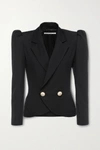 ALESSANDRA RICH CRYSTAL-EMBELLISHED DOUBLE-BREASTED WOOL BLAZER