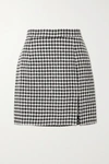 ALESSANDRA RICH SEQUIN-EMBELLISHED HOUNDSTOOTH TWEED MINI SKIRT