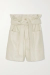 THE FRANKIE SHOP ALEX BELTED FAUX LEATHER SHORTS