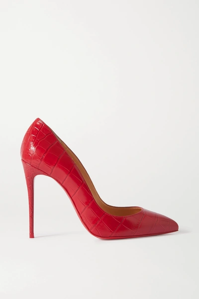 Christian Louboutin Pigalle Follies 100 Croc-effect Leather Pumps In Red