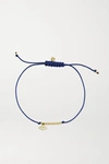 SYDNEY EVAN EVIL EYE 14-KARAT GOLD, CORD AND DIAMOND BRACELET