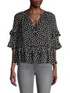 DIANE VON FURSTENBERG ANNABEL POLKA DOT RUFFLE BLOUSE,0400012731850