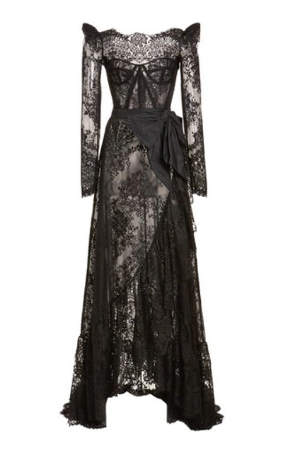 Zuhair Murad Vreeland Lace Maxi Dress In Black