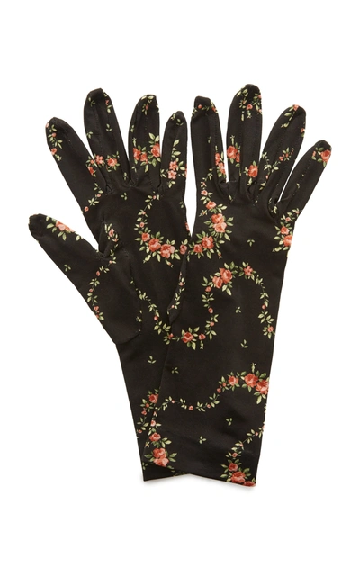 Paco Rabanne Floral-printed Jersey Gloves