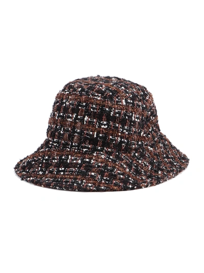 Dolce & Gabbana Black And Brown Cotton Blend Bucket Hat In Multicolour