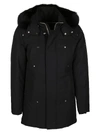 Moose Knuckles Black Cotton Blend Stirling Parka Coat In Nocolor