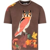 DOLCE & GABBANA BROWN T-SHIRT FOR BOY WITH OWL,11465854