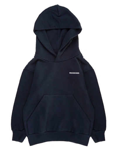 Balenciaga Navy Blue Kid Hoodie With Logo