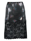 PACO RABANNE CHAINMAIL AND LACE MIDI SKIRT,20AXJU055MH0106