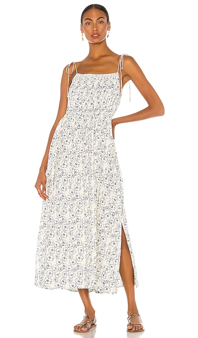 Apiece Apart Cecile Shirred Floral-print Organic Cotton Maxi Dress In White