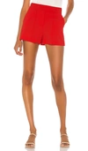 Alice And Olivia Dylan High Waist Tab Pintuck Shorts In Bright Poppy