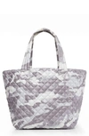 Mz Wallace Medium Metro Quilted Nylon Tote In Light Grey Camo