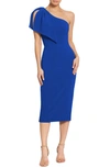 Dress The Population Tiffany One-shoulder Midi Dress In Electric Blue
