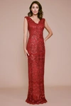 TADASHI SHOJI LEANG SEQUIN EMBROIDERED GOWN