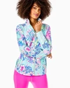 LILLY PULITZER WOMEN'S UPF 50+ LEONA ZIP-UP JACKET IN BLUE SIZE XL, BLOOMING TOGETHER - LILLY PULITZER IN BLUE,004884