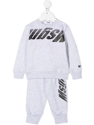 Msgm Babies' Logo Print Tracksuit Set In Grey