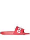 Dsquared2 Textured Logo Print Slides In Red