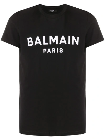 Balmain Flocked-logo Slim-fit T-shirt In Black