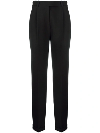 Victoria Beckham Pleated Front Tapered Trousers In Black
